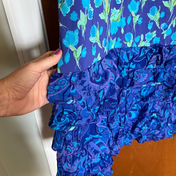 RIXO Blue Floral Mari Tiered Maxi Dress - Picture 9 of 12